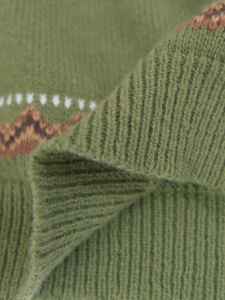 Pull en laine norvégien pour femmes | Motif tricot avec manches longues