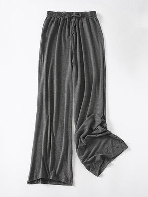 Pantalon confortable ample à cordon de serrage, couleur unie