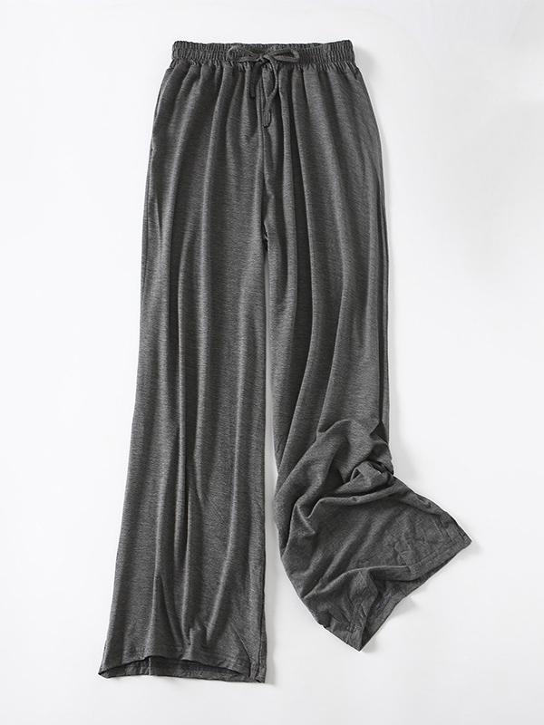 Pantalon confortable ample à cordon de serrage, couleur unie
