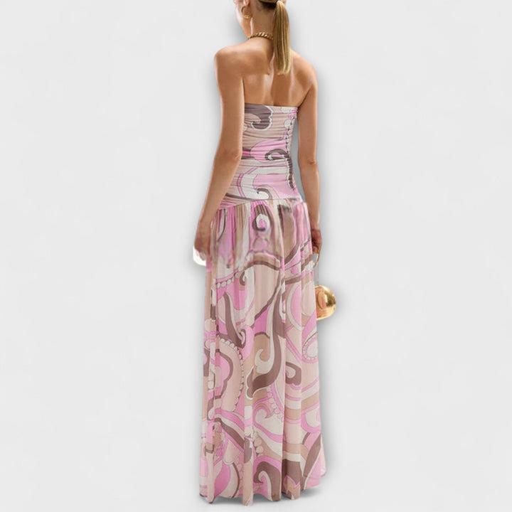 Tatum - Élégant Robe Maxi Pastel Off-Shoulder