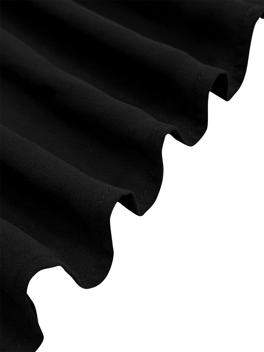 Robe longue boutonnée coupe trapèze, taille haute, à poches, à empiècements, à col revers, couleur contrastée
