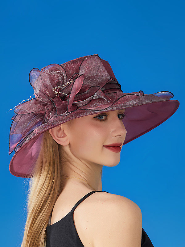 Chapeau de soleil transparent en forme de fleur, à empiècements