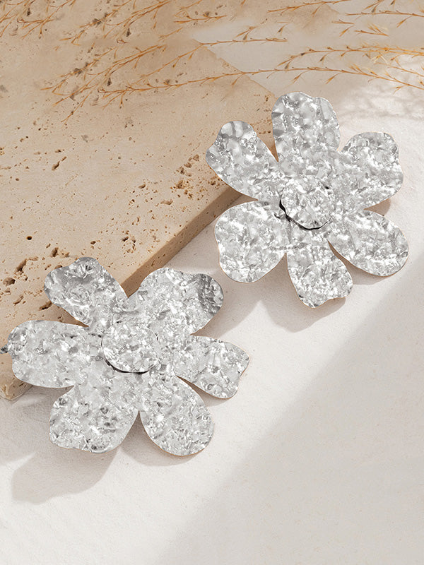Boucles d'oreilles à coupe irrégulière, en forme de fleur
