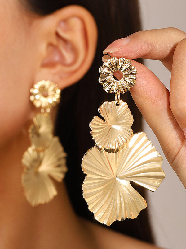 Boucles d'oreilles pendantes en forme de fleur, couleur unie