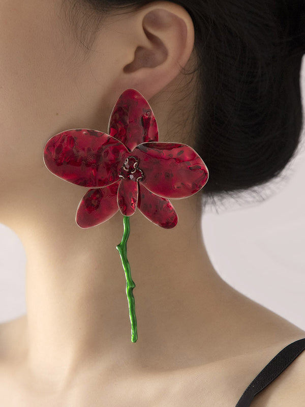 Boucles d'oreilles brillantes en forme de fleur, à strass