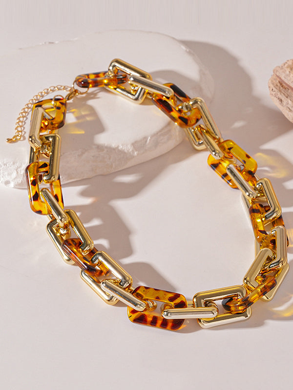 Collier à chaîne, à imprimé léopard