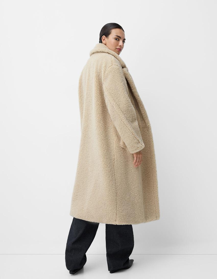 Manteau long en teddy pour femmes | Chaud