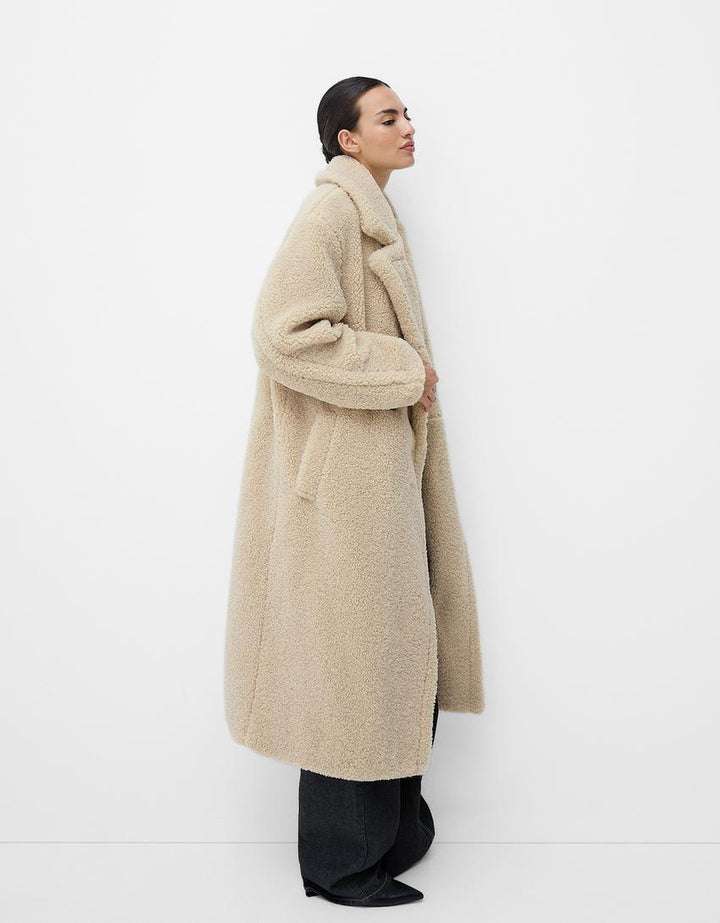 Manteau long en teddy pour femmes | Chaud
