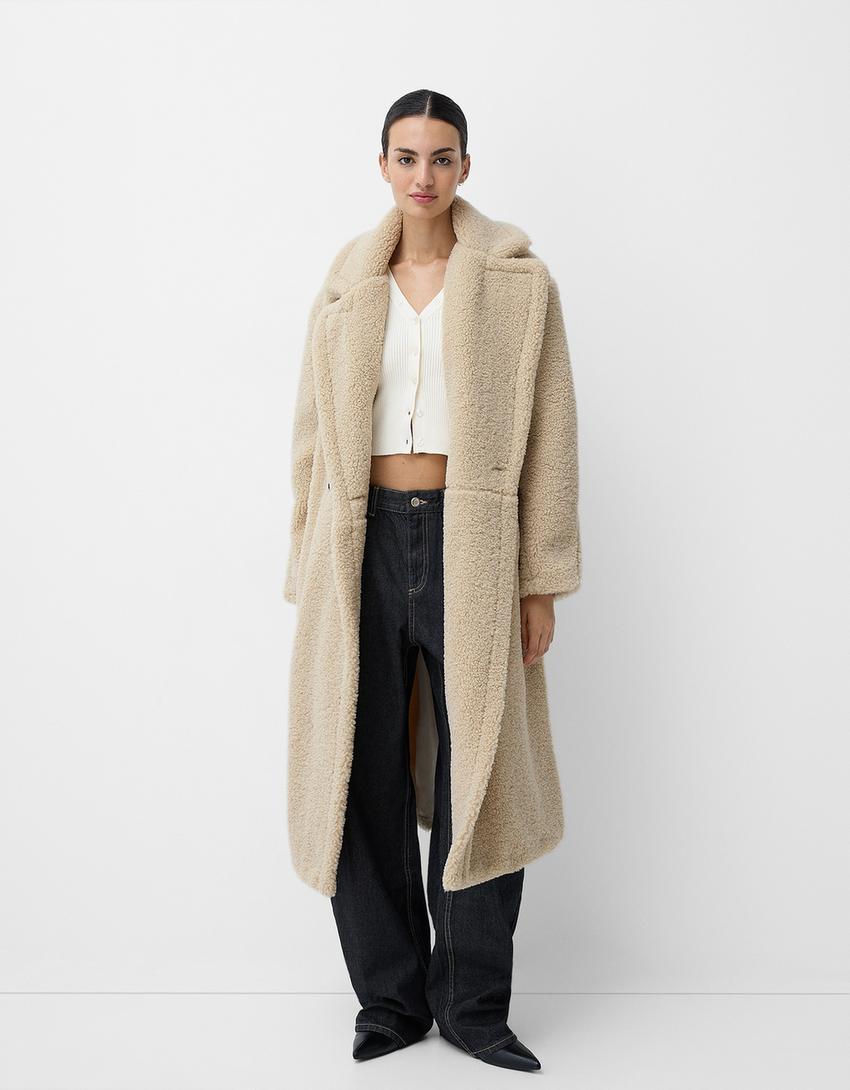 Manteau long en teddy pour femmes | Chaud