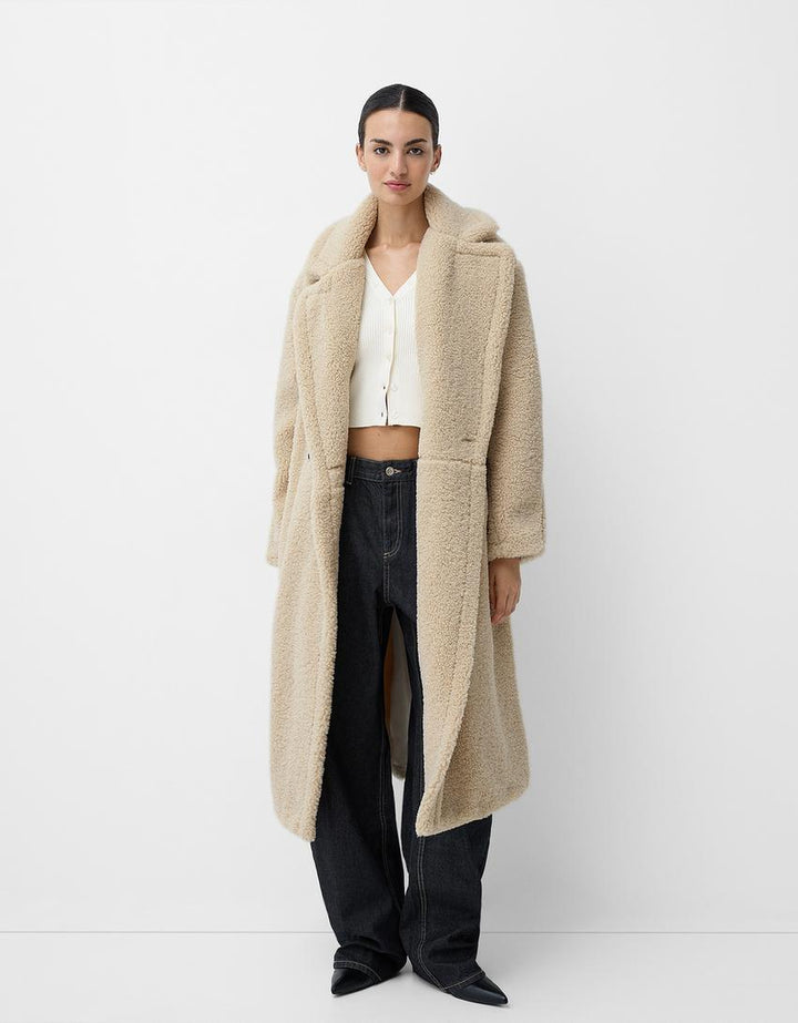 Manteau long en teddy pour femmes | Chaud