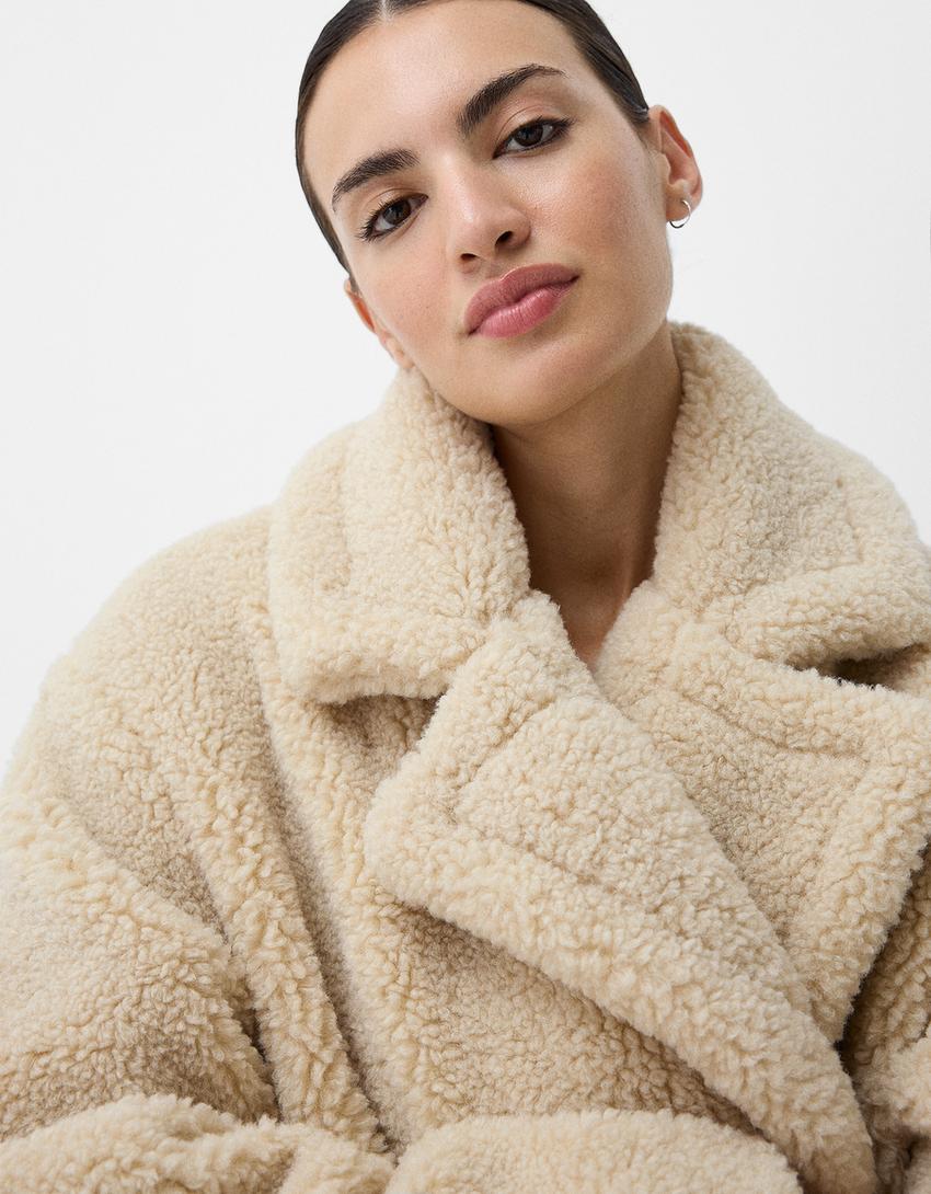 Manteau long en teddy pour femmes | Chaud
