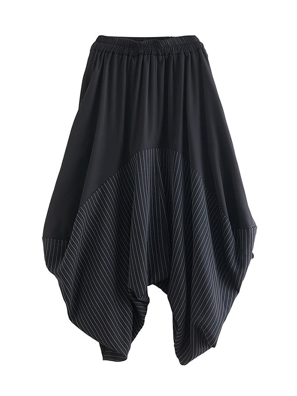 Sarouel coupe irrégulière à empiècements rayé pantalons décontractés bas