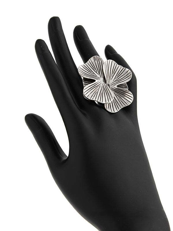 Bague géométrique à coupe irrégulière, en forme de fleur