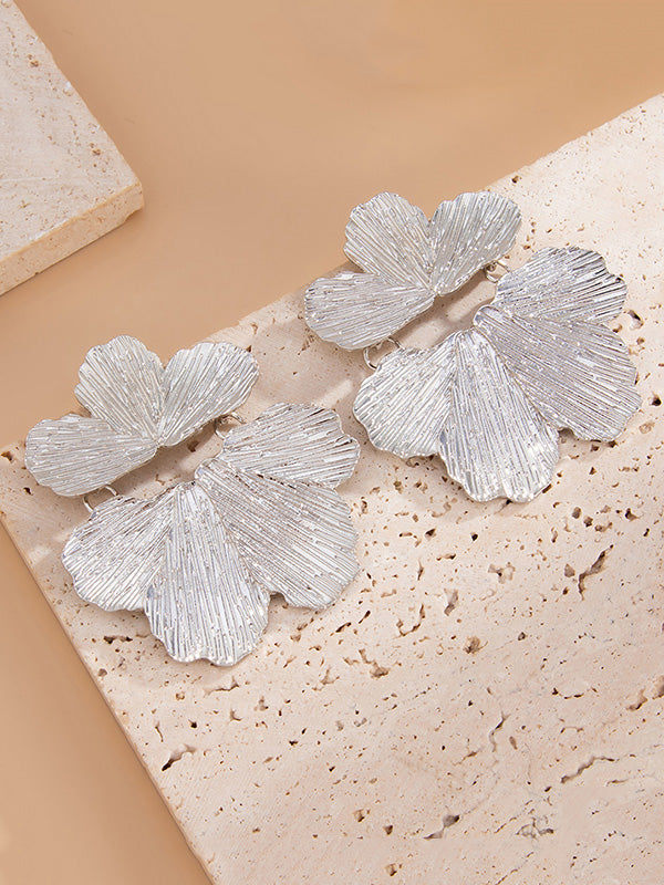 Boucles d'oreilles à coupe irrégulière, en forme de fleur