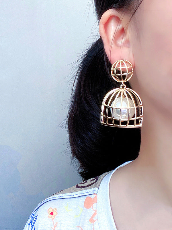 Boucles d'oreilles géométriques tendance, à perles