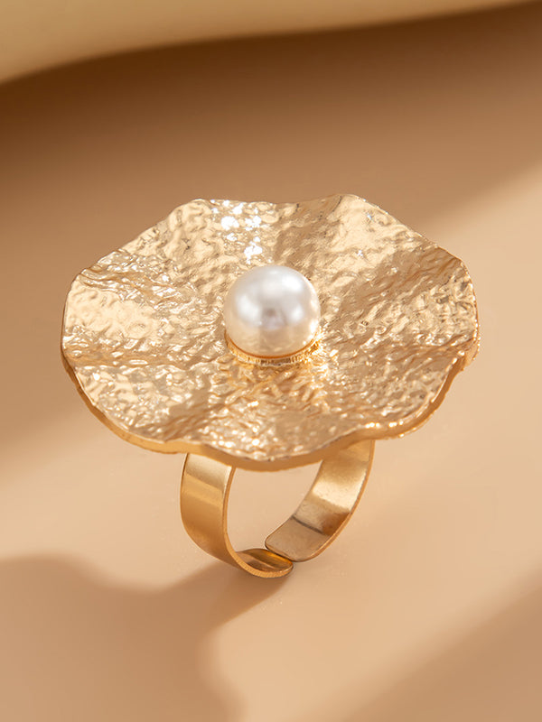 Bague géométrique plissée brillante