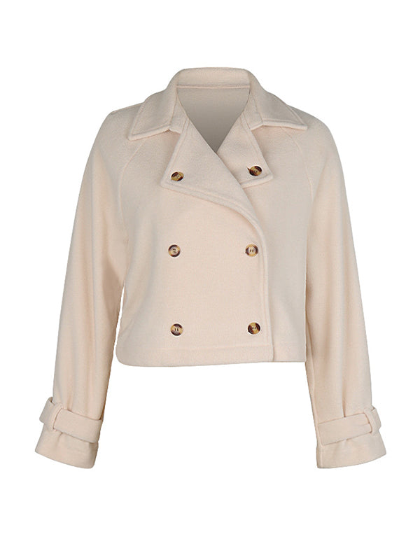 Veste ample boutonnée à manches longues, à empiècements, à col cranté