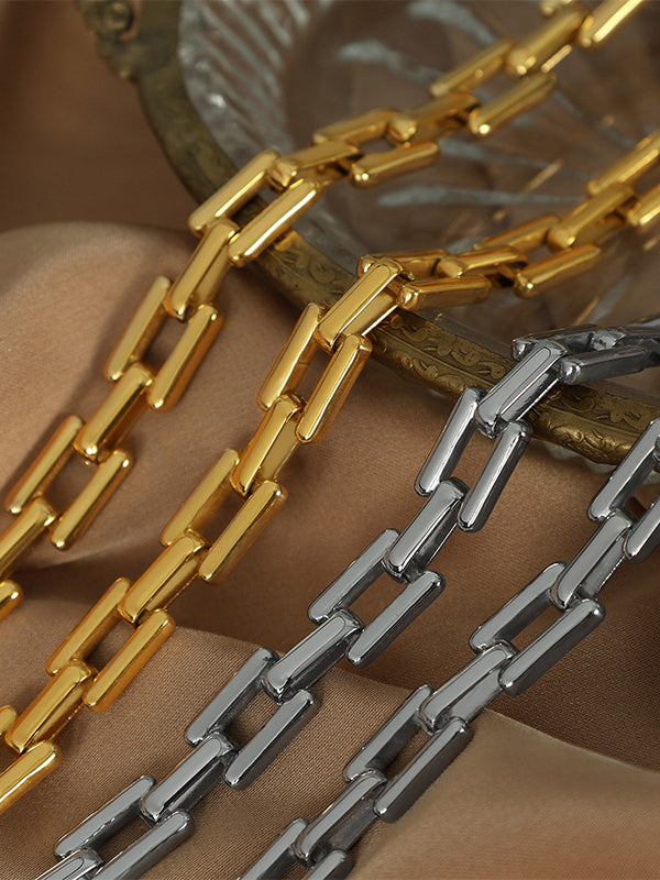 Parure bracelet et collier géométrique à chaîne