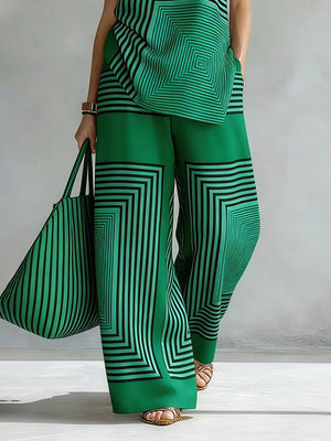 Pantalon ample à jambes larges, couleur contrastée
