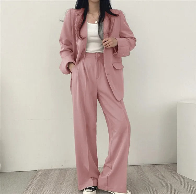 Costume Pantalon Femme Coupe Loose Blazer Baggy
