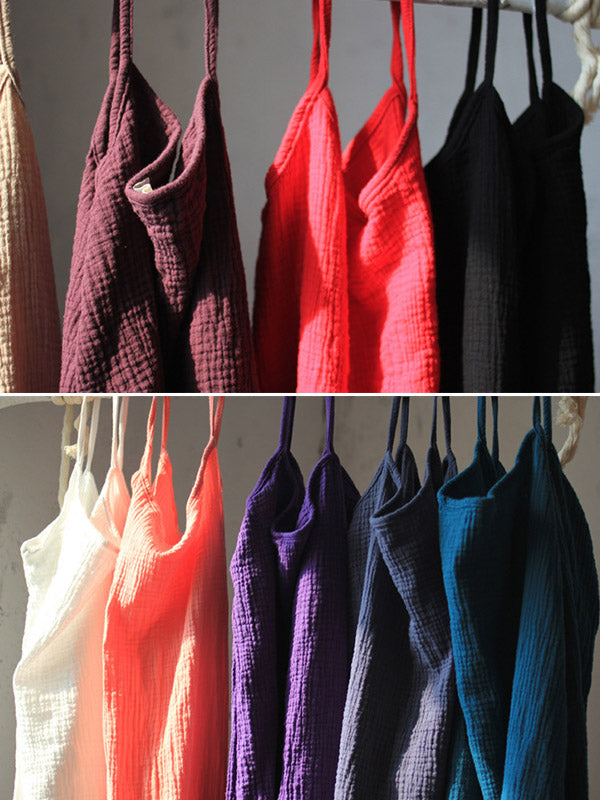 Robe courte ample vintage, à fines bretelles, sans manches, couleur unie