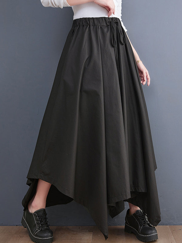 Pantalon court trapèze avec cordon de serrage, couleur unie, culotte