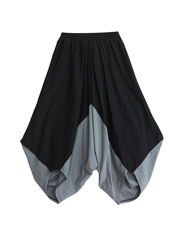 Sarouel coupe irrégulière, bas de pantalons décontractés à empiècements