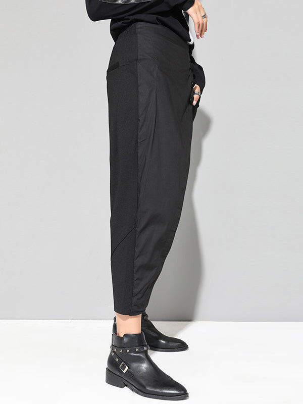 Sarouel décontracté à coupe irrégulière, couleur unie