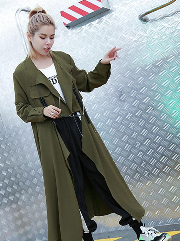 Trench-coat uni ample et léger
