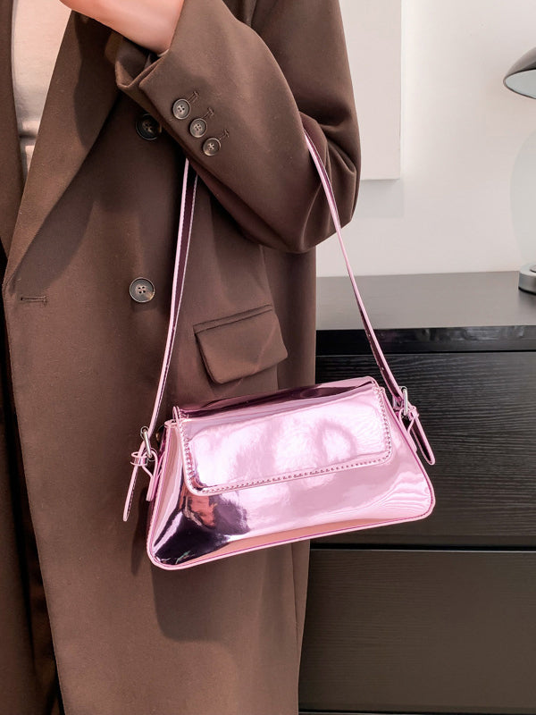 Sac à main géométrique à fermeture éclair, couleur unie