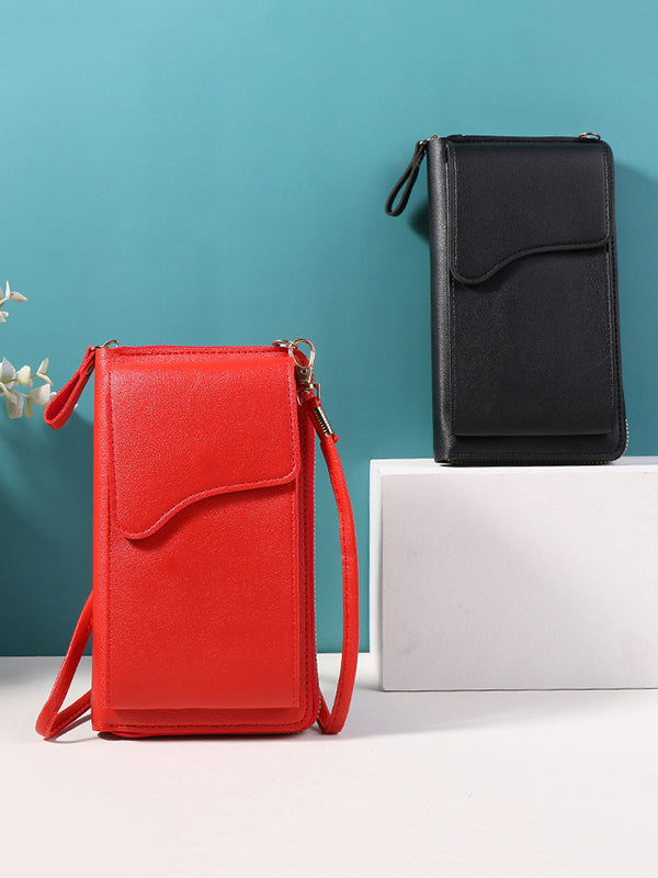 Sac à bandoulière simple en PU de couleur unie