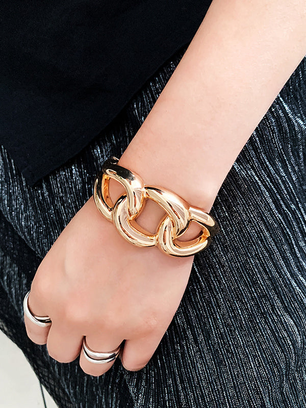 Bracelet géométrique ajouré normcore, couleur unie