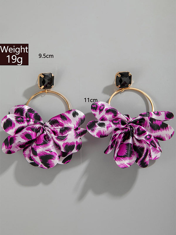 Boucles d'oreilles ajourées à imprimé léopard, à empiècements