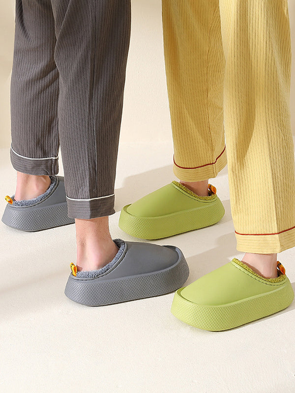 Pantoufles antidérapantes et imperméables en velours pour garder au chaud, couleur unie, pour la maison