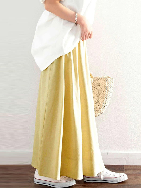 Jupe ample coupe trapèze, à taille élastique, couleur unie