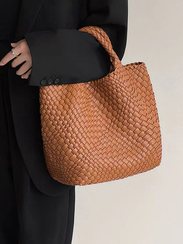 Sac à main tressé couleur unie