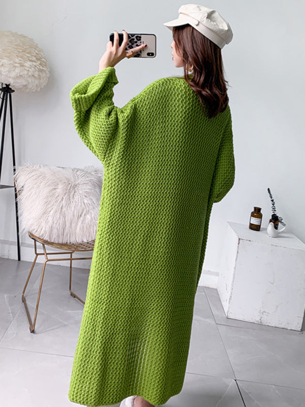 Cardigan en tricot à fil épais, ample, surdimensionné, couleur unie, urbain, manteaux