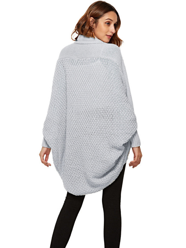 Cardigan décontracté ample à manches chauve-souris, couleur unie