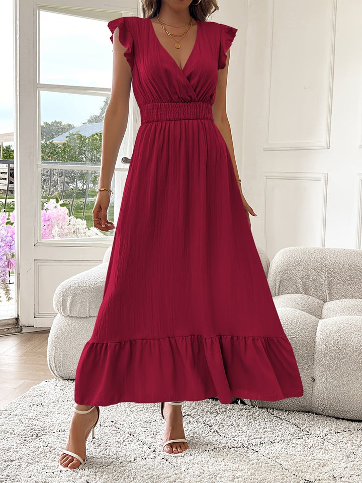 Mara | Robe Maxi à Décolleté en V avec Ourlet Volanté