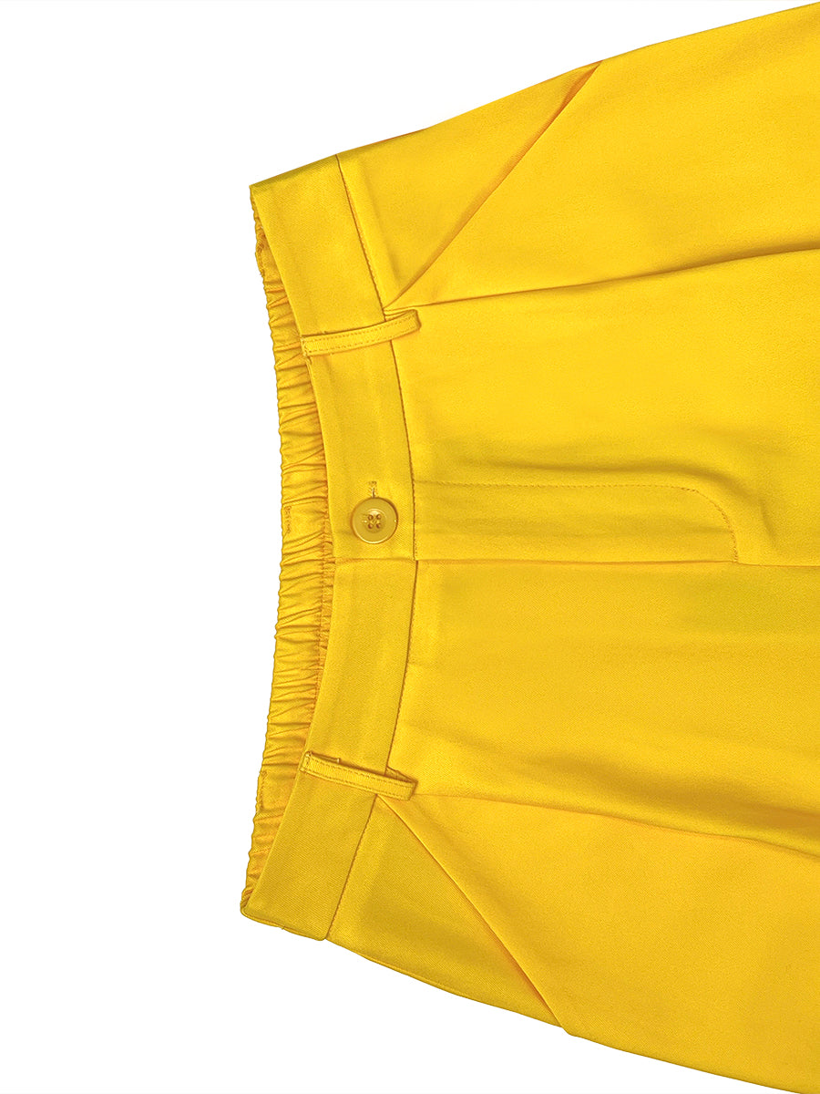Pantalon de tailleur ample taille haute, à pois, à empiècements, couleur contrastée