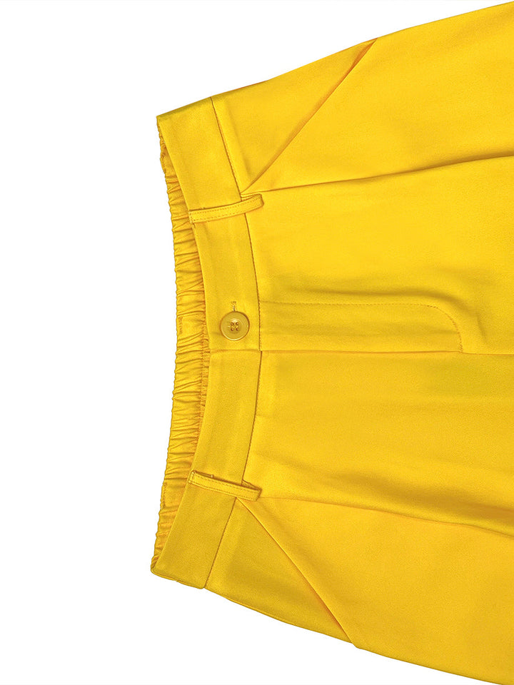 Pantalon de tailleur ample taille haute, à pois, à empiècements, couleur contrastée