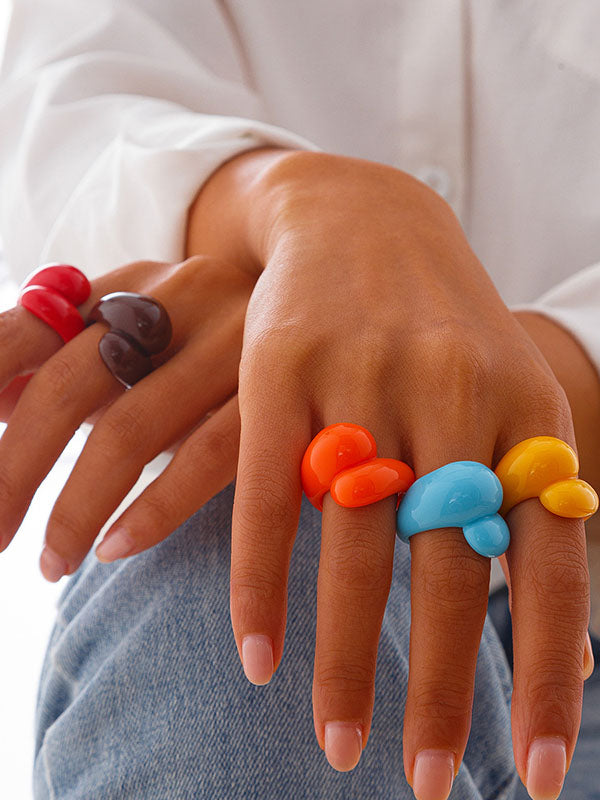 Bague géométrique couleur unie