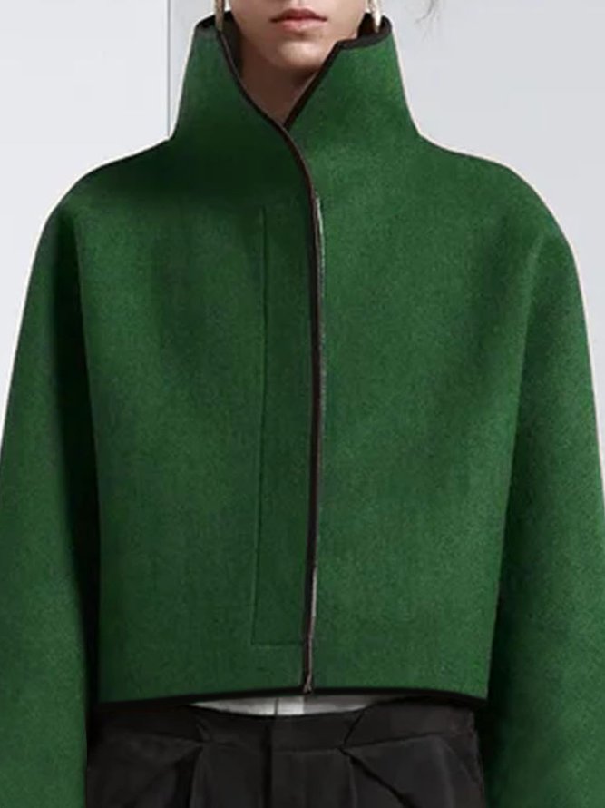 Veste ample vintage, à col montant, couleur unie