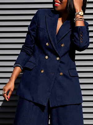 Veste boutonnée ample à empiècements, à manches longues, à col cranté, couleur unie