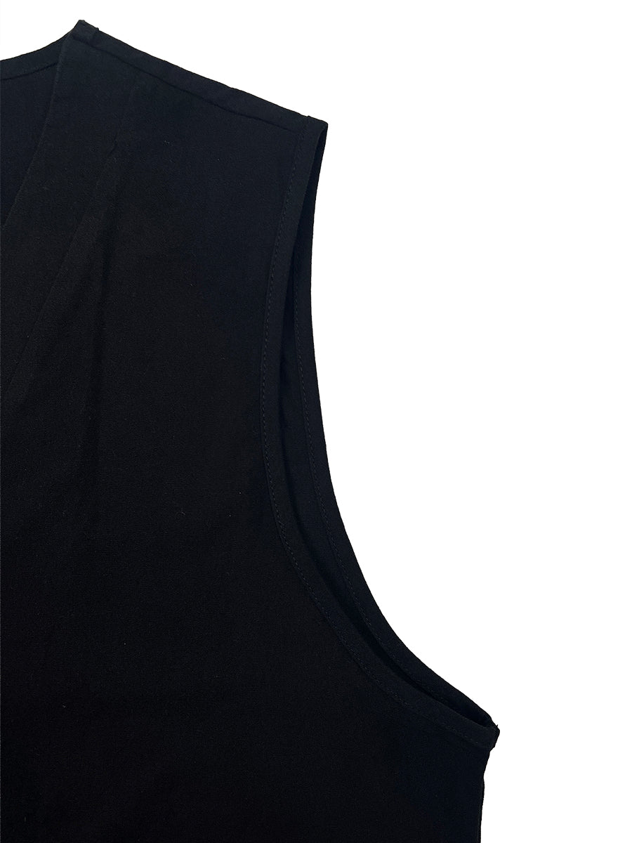 Combinaison boutonnée sans manches, à jambes larges, à col en V, couleur unie