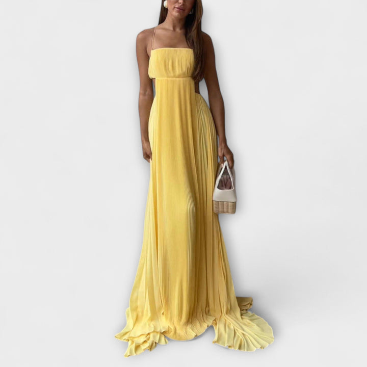 Mireille - Robe maxi élégante avec décolleté plissé