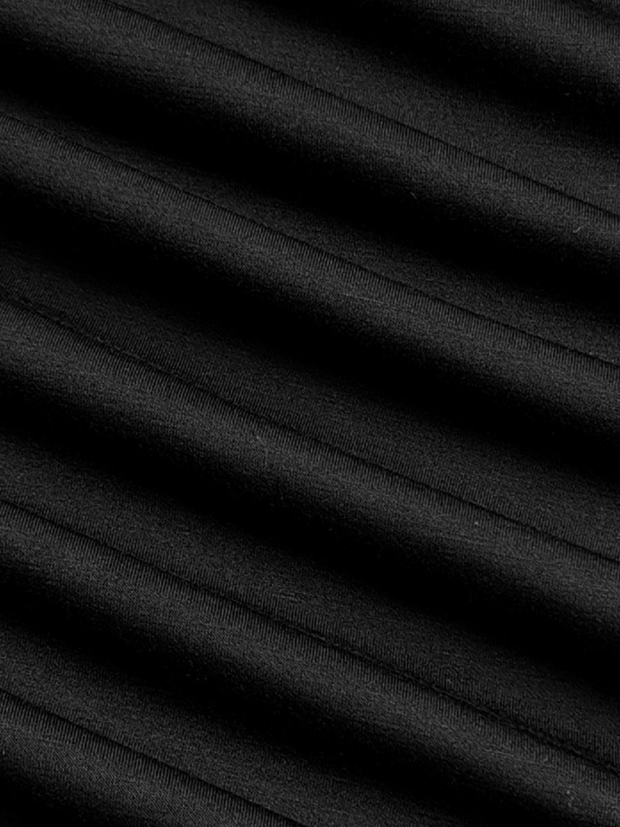 Robe longue ample asymétrique boutonnée fendue sur le côté à manches longues, à empiècements, à col cheminée