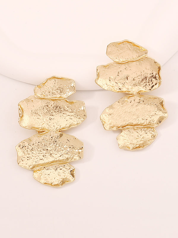 Boucles d'oreilles brillantes à coupe irrégulière, à chaîne