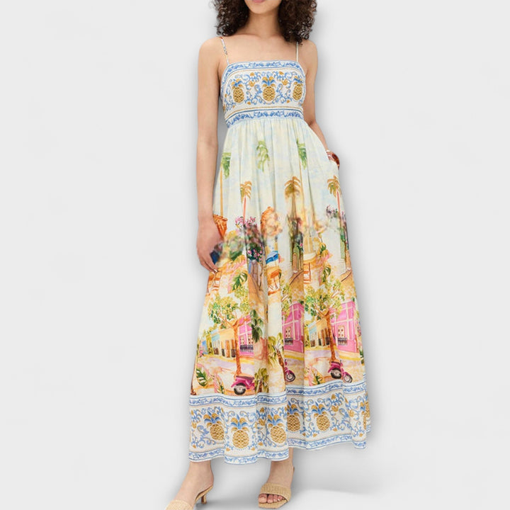Luira – Robe maxi à tomber avec motif multicolore