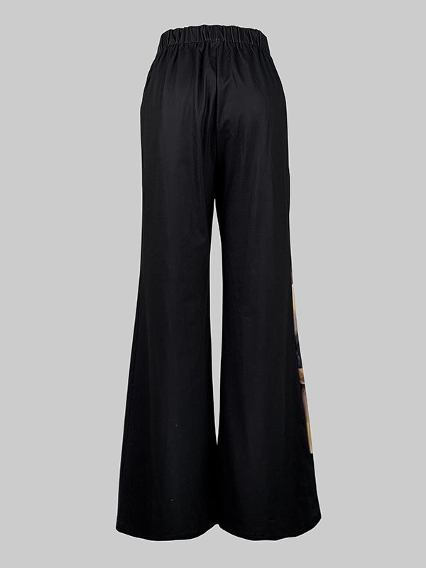 Pantalon ample taille haute, à imprimé floral